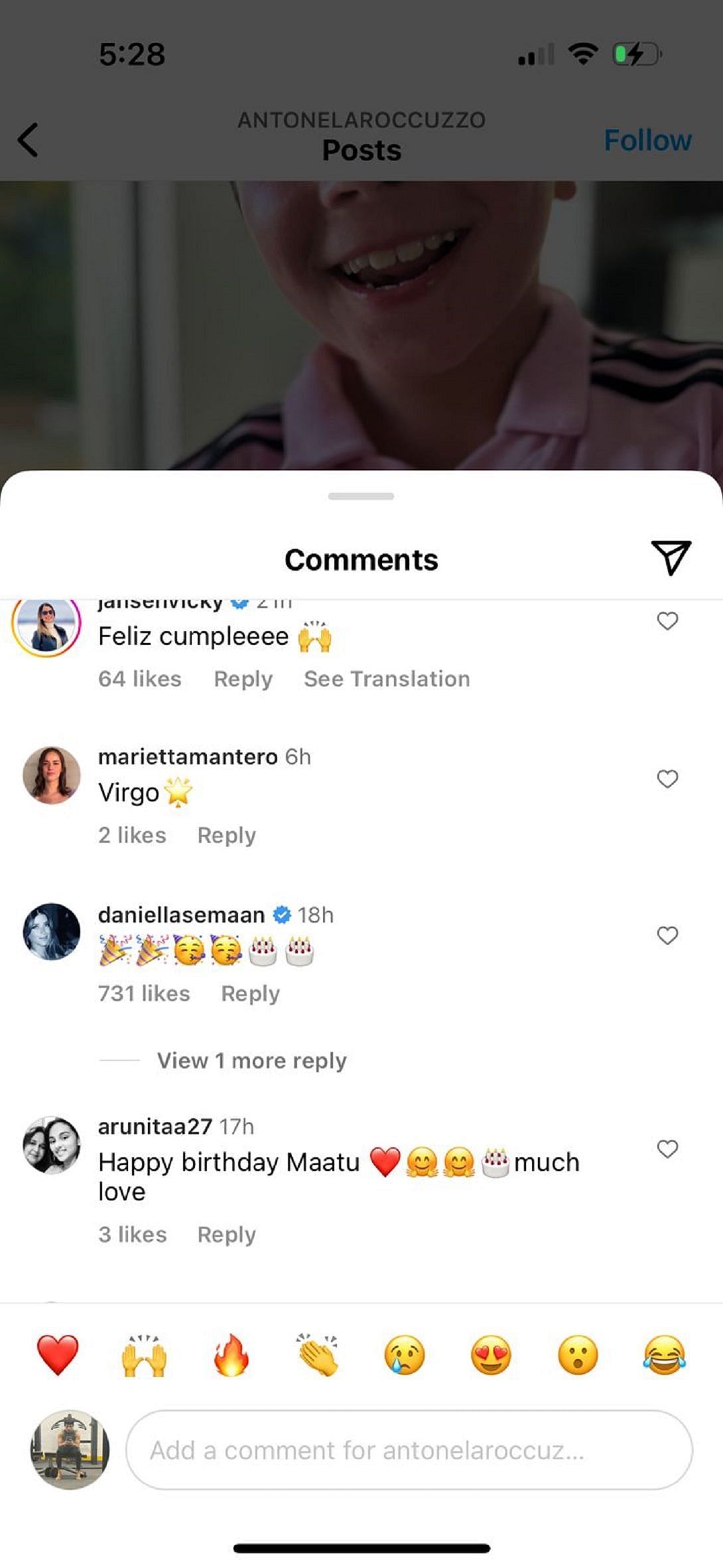 Daniella Semaan reacts to Antonella Rocuzzo's birthday post for Mateo